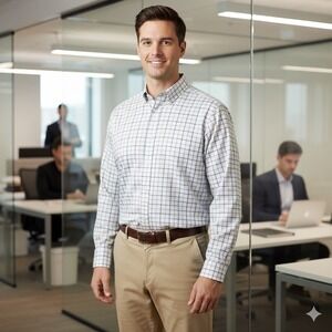 Brooks Brothers Non Iron Supima Cotton Plaid Button‎ Down Dress Shirt 20 34/35